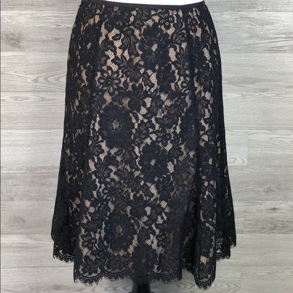 NWT Ann Taylor Black Lace A-Line Midi Skirt New 2 - Picture 3 of 14